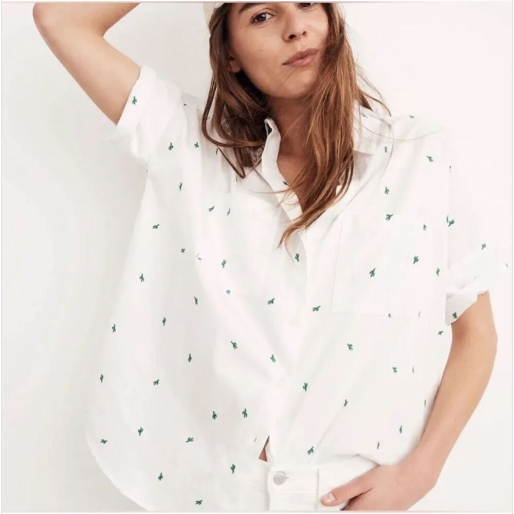 Madewell White Cactus Button Down Shirt Cotton XS - Picture 2 of 6